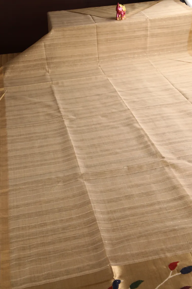 Linen White Jute Sarees Without Zari With Stone Work view 2