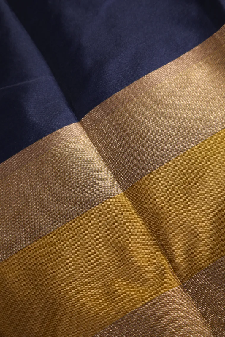 Berry Blue Arani Silk Sarees with Gold Zari Puttas view 3