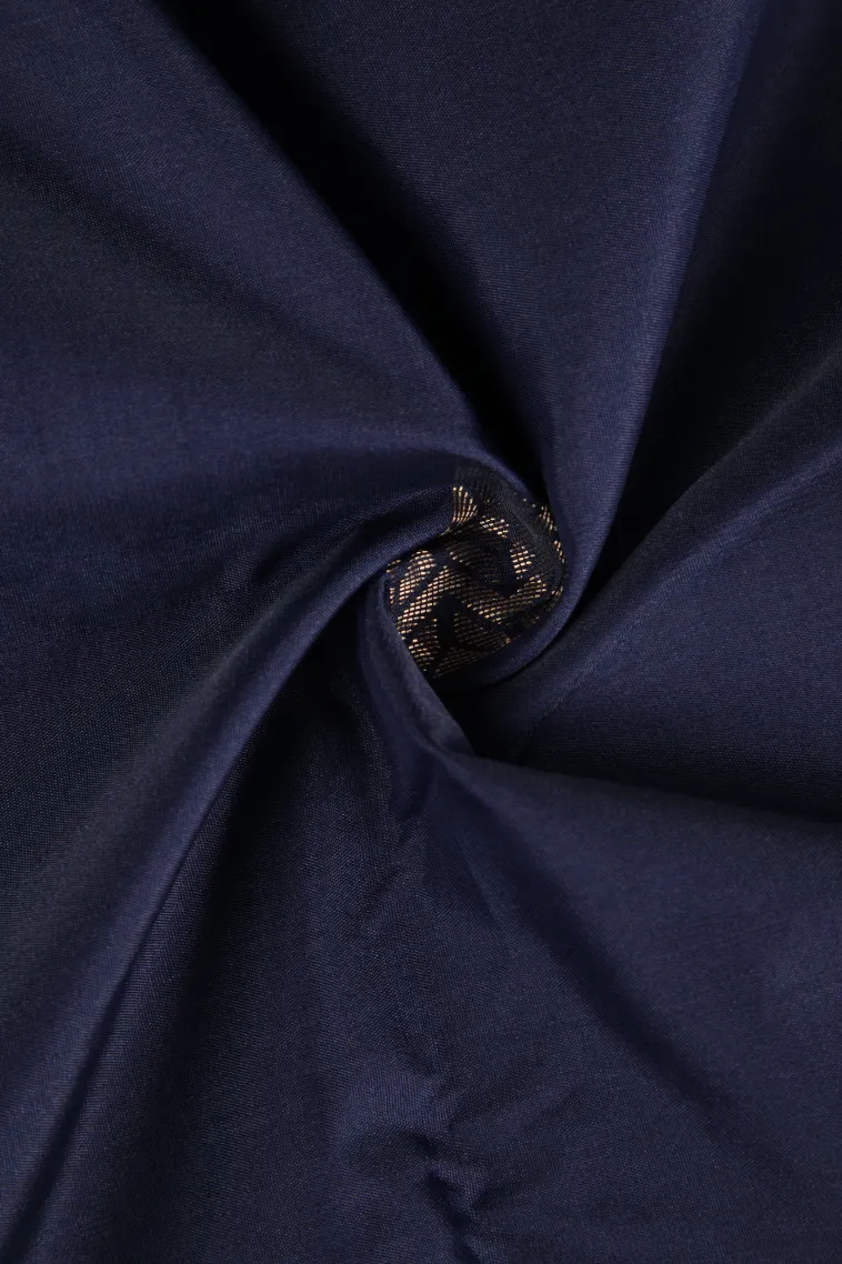 Berry Blue Arani Silk Sarees with Gold Zari Puttas view 4