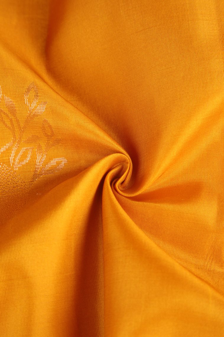 Apricot Orange Soft Silk Saree Copper Zari with Floral Patterns view 4