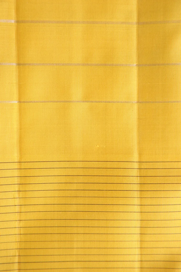 Rock Black Kanchipuram Silk Sarees with Silver Zari Checks view 3
