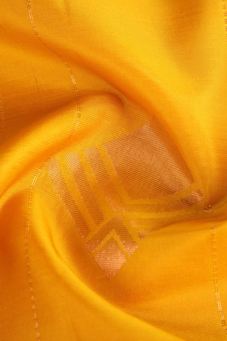 Merigold Orange Soft Silk Saree Copper Zari with Geometric Shapes view 4