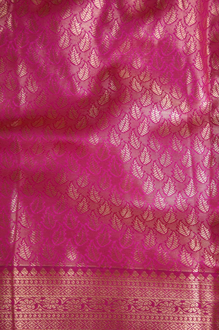 Blush Pink Apoorva Silk Sarees Gold And Silver Zari with Floral Patterns view 3
