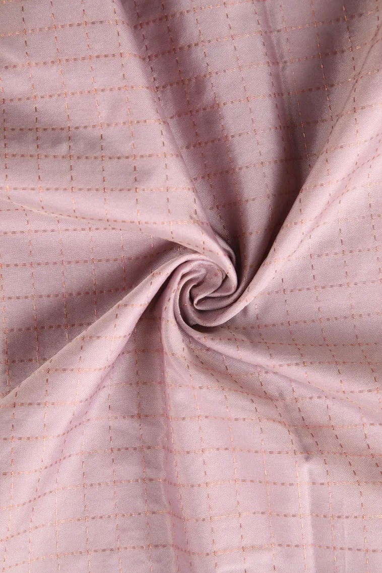 Crepe Pink Arani Silk Sarees with Gold Zari Checks view 4