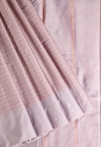 Crepe Pink Arani Silk Sarees with Gold Zari Checks