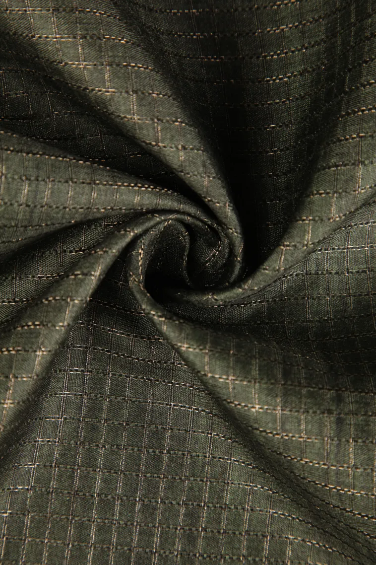 Bottle Green Tussar Saree Without Zari With Animal Mottif view 4
