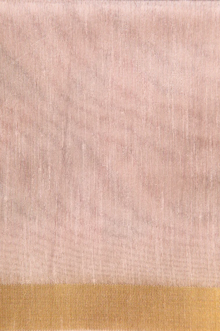 Lean Pink Jute Sarees Without Zari With Geometric Shapes view 3