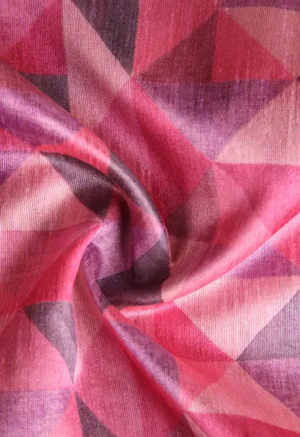 Lean Pink Jute Sarees Without Zari With Geometric Shapes