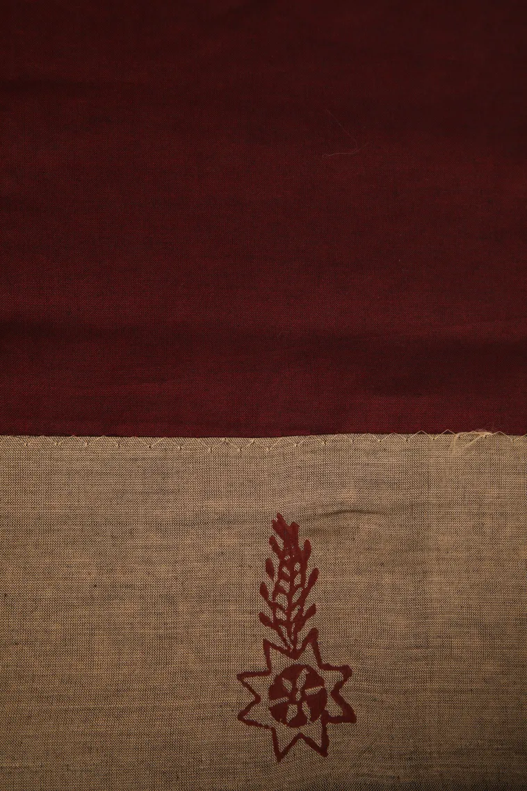 Tortilla Brown Poly Cotton Sarees Without Zari With Floral Puttas view 3