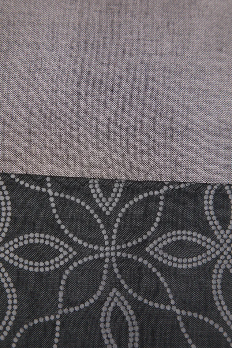 Charcoal Black Poly Cotton Sarees Without Zari With Floral Patterns view 3