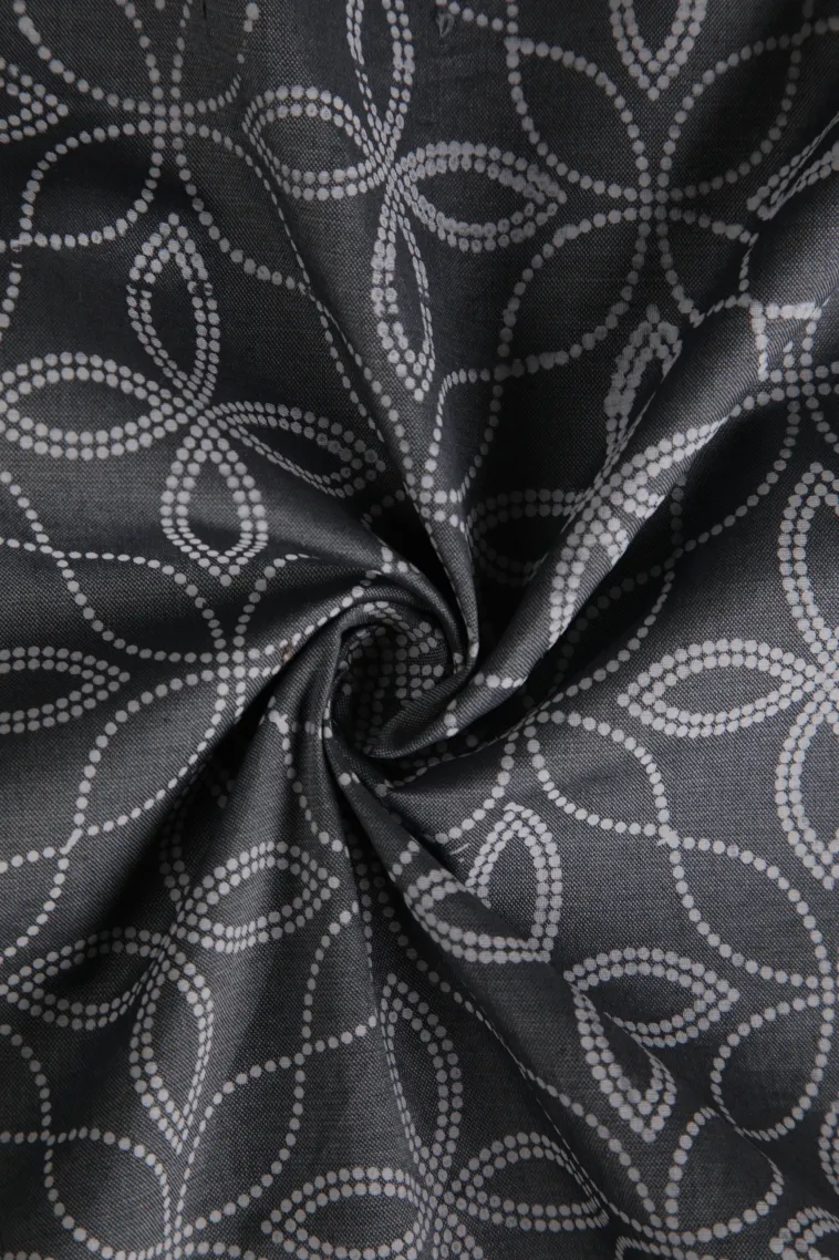 Charcoal Black Poly Cotton Sarees Without Zari With Floral Patterns view 4