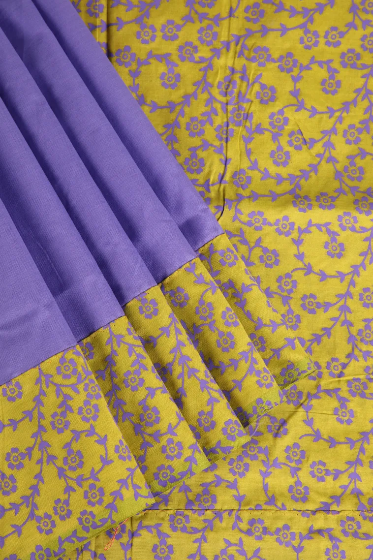 Amethyst Purple Poly Cotton Sarees Without Zari With Plain