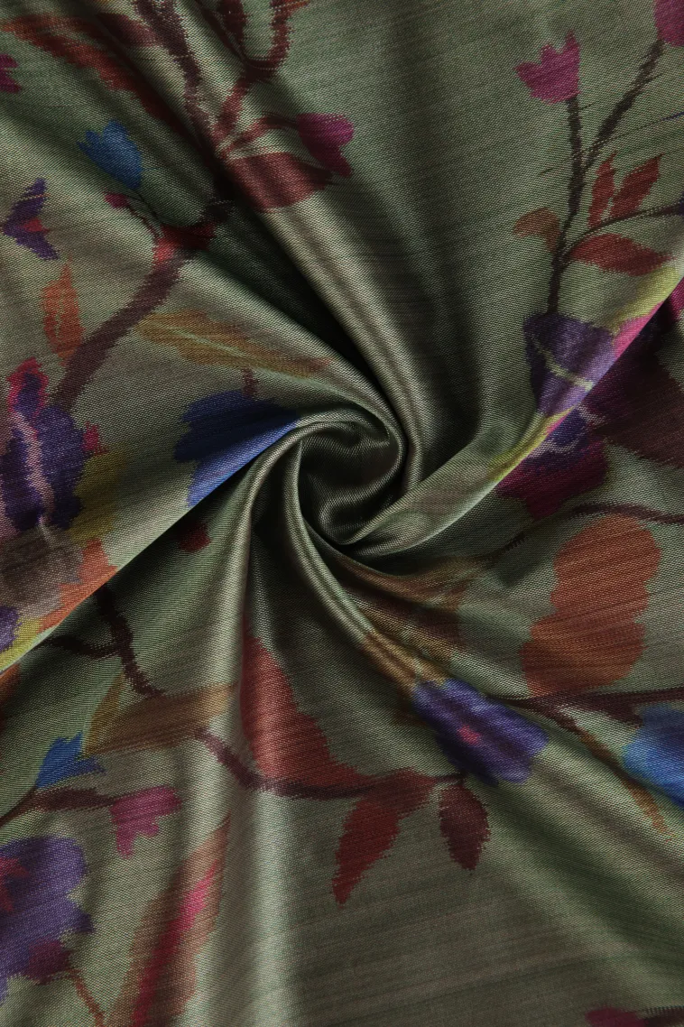Pistachio Green Soft Silk Sarees with Bronze Zari Floral Patterns view 4