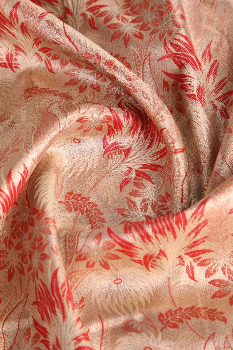 Gold Apoorva Silk Sarees with Copper Zari Floral Patterns view 4