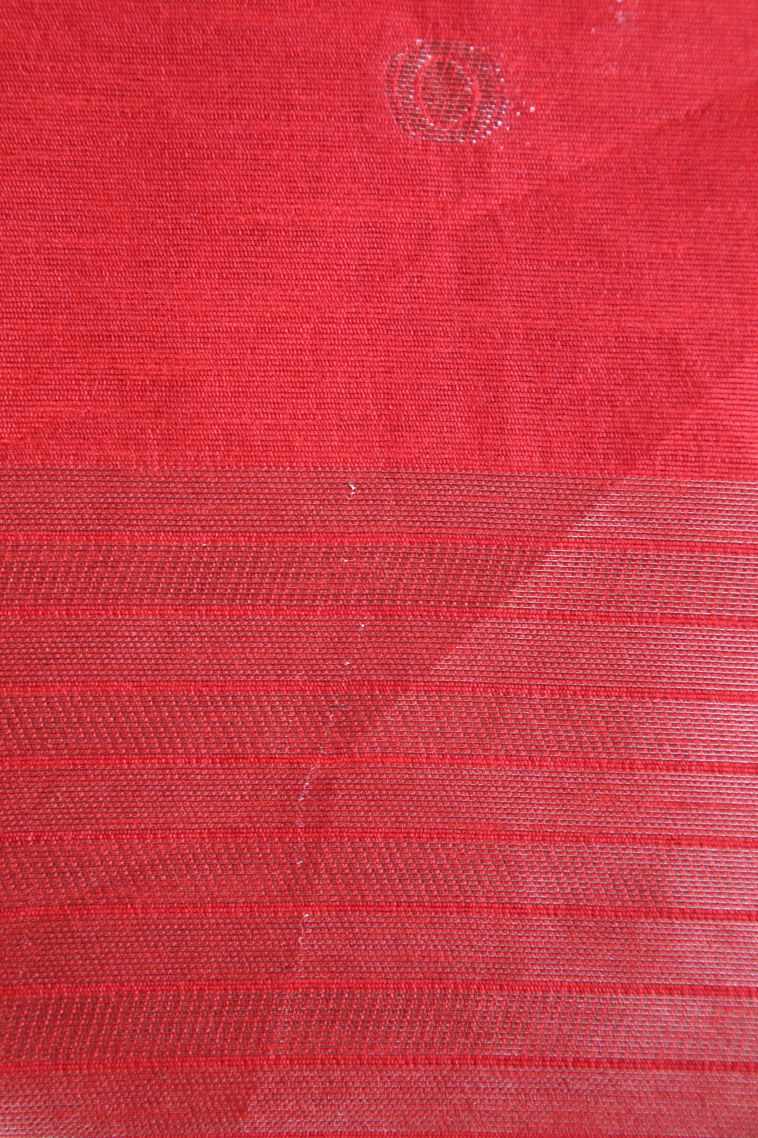 Candy Red Raw Silk Sarees with Copper Zari Puttas view 3