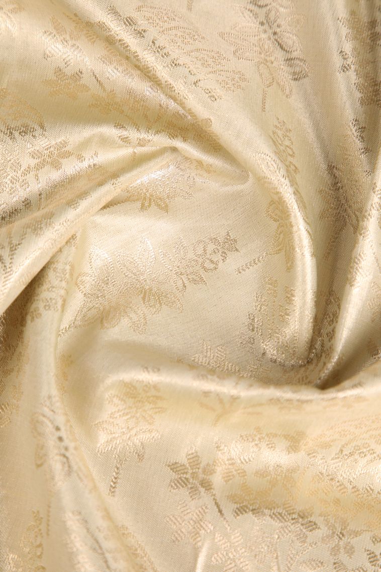 Cookie Yellow Apoorva Silk Sarees with Copper Zari Floral Patterns view 4