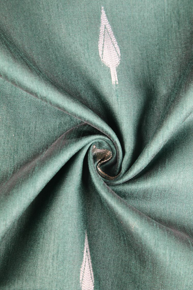 Bottle Green Raw Silk Sarees with Copper Zari Puttas view 4