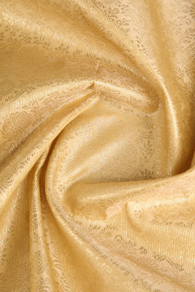 Shortbread Yellow Apoorva Silk Sarees with Copper Zari Floral Patterns view 4