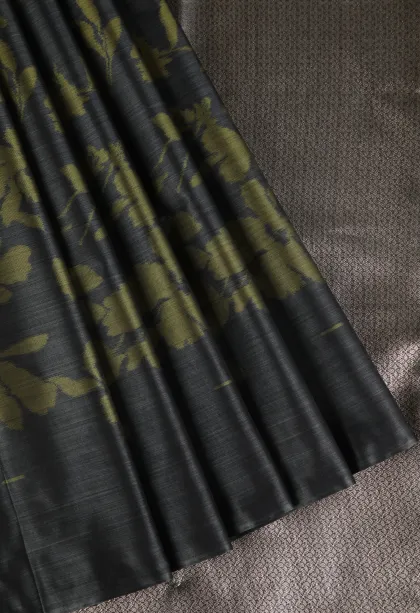 Bottle Green Soft Silk Sarees Without Zari With Floral Patterns