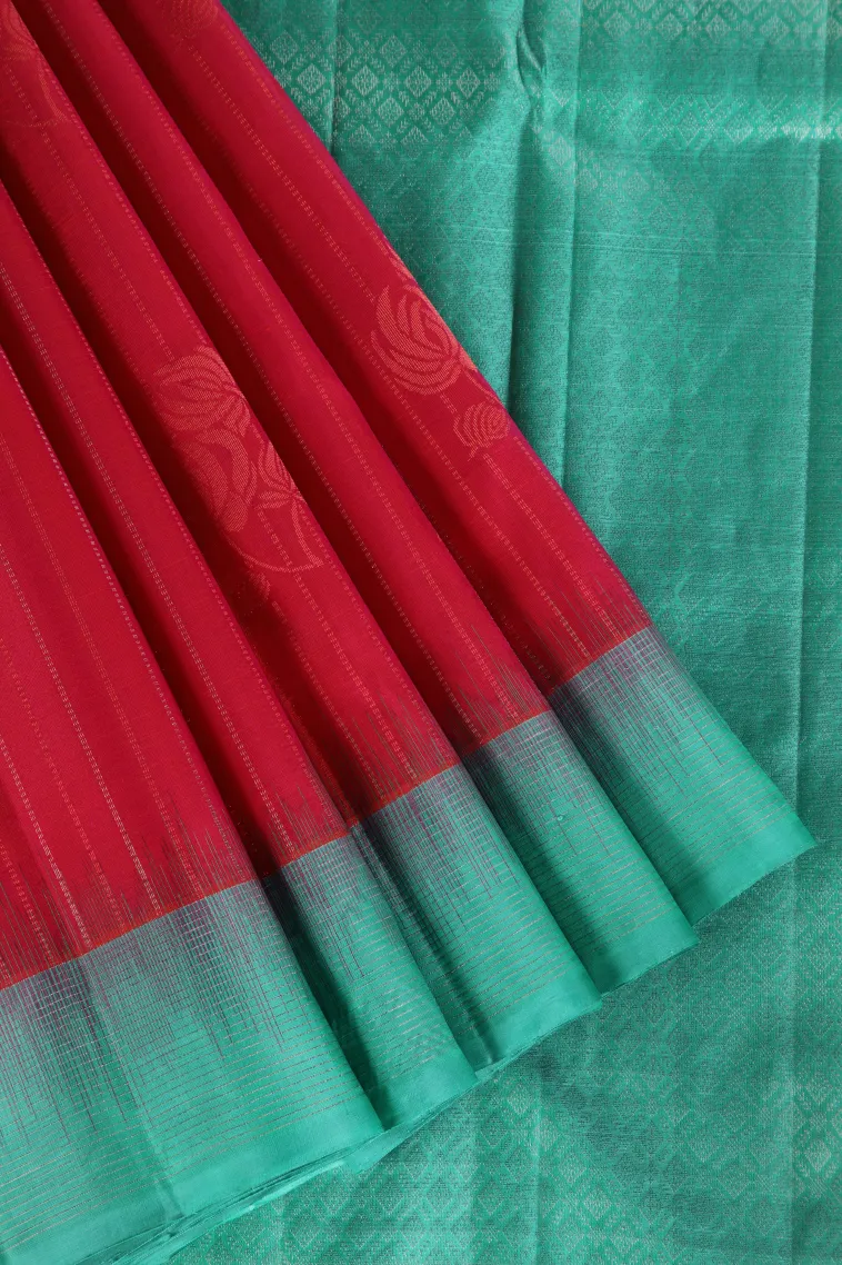 Strawberry Pink Soft Silk Saree with Silver Zari Straipes And Puttas