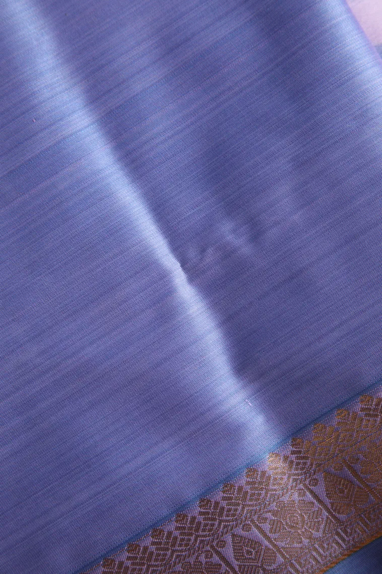 Lavender Soft Silk Sarees with Bronze Zari Floral Patterns view 3