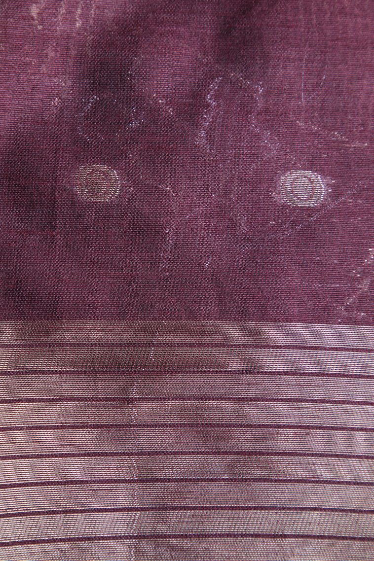Merlot Red Raw Silk Sarees with Copper Zari Puttas view 3