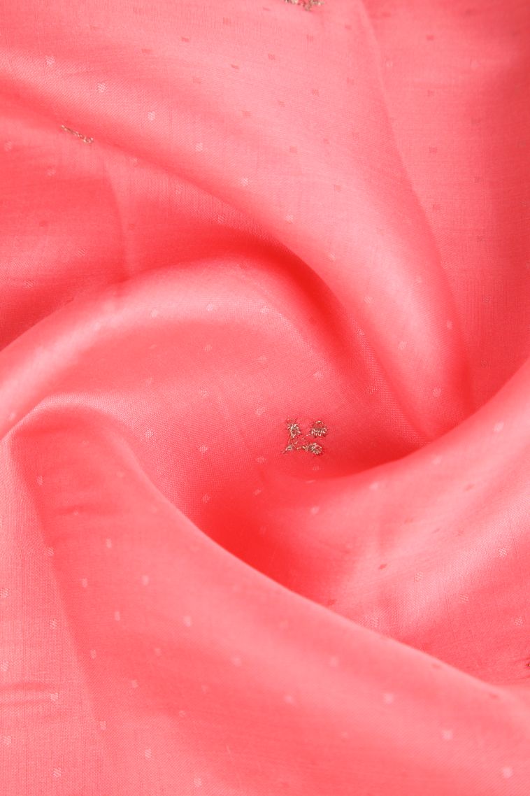 Rose Pink Raw Silk Sarees Without Zari with Floral Puttas Embroidary view 4