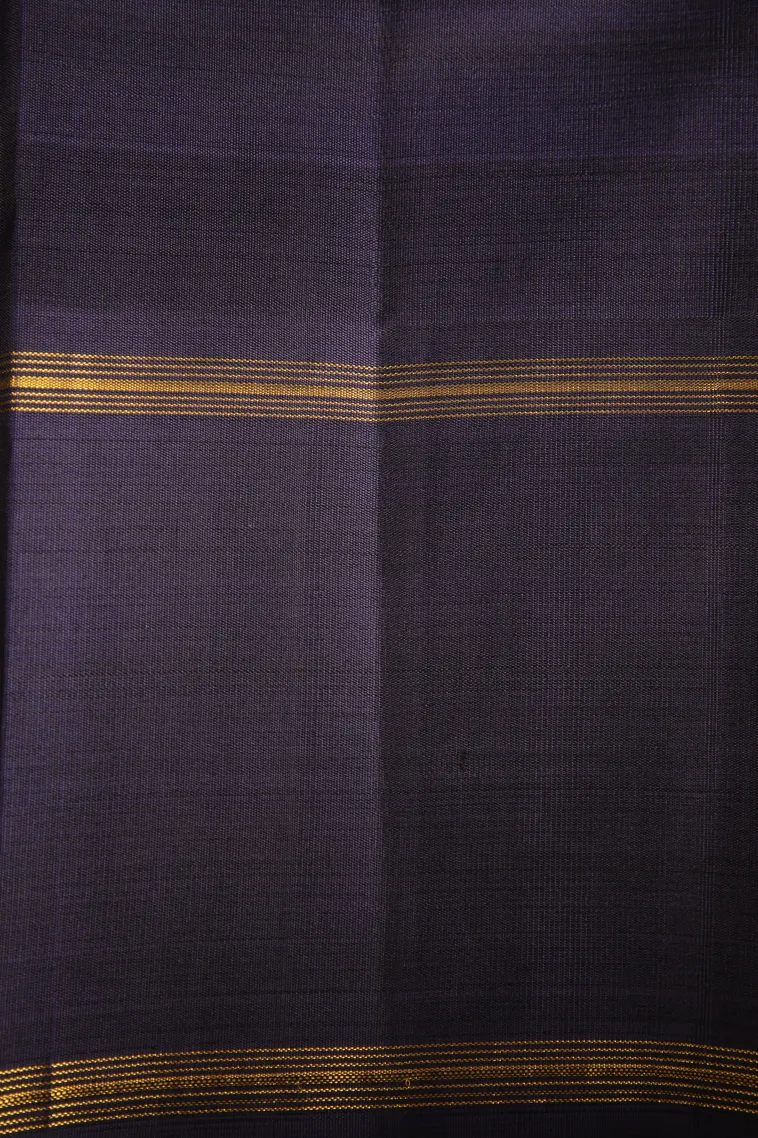 Cotton White Kanchipuram Silk Sarees with Gold Zari Checks view 3