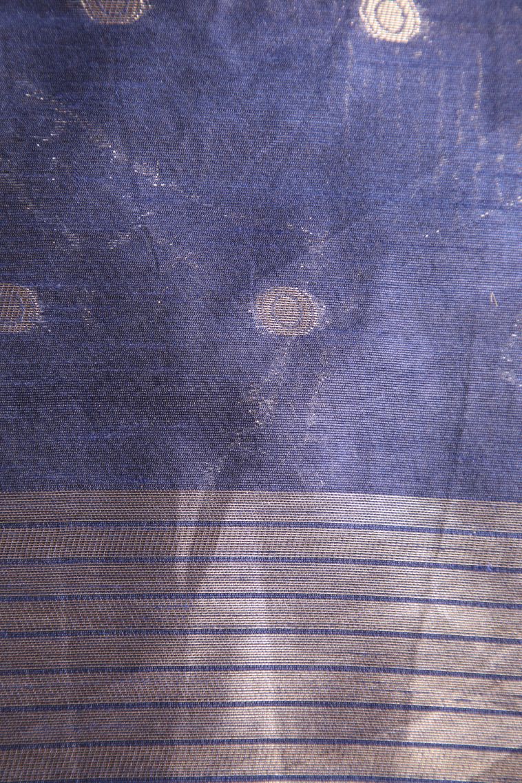 Berry Blue Raw Silk Sarees with Copper Zari Puttas view 3