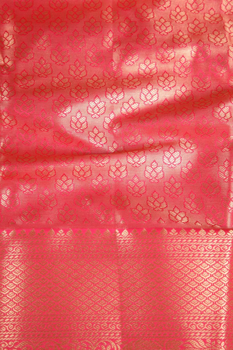Vanilla Custard Yellow Apoorva Silk Sarees Antic Zari with Floral Patterns view 3