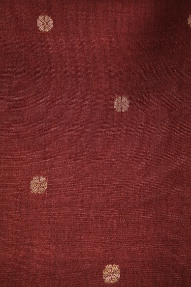 Apple Red Tussar Saree with Antic Zari Floral Patterns view 3