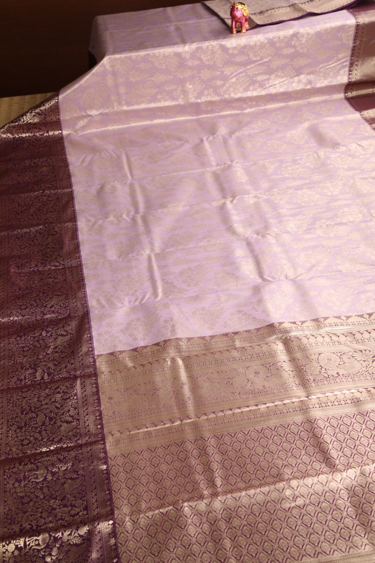 Crepe Pink Apoorva Silk Sarees with Copper Zari Floral Patterns view 2