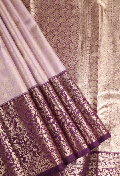 Crepe Pink Apoorva Silk Sarees with Copper Zari Floral Patterns