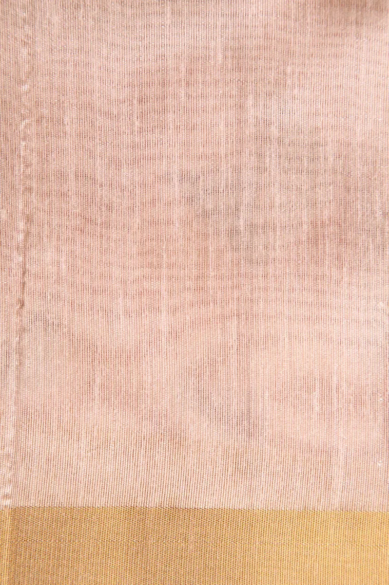 Peach Pink Jute Sarees Without Zari With Geometric Shapes view 3