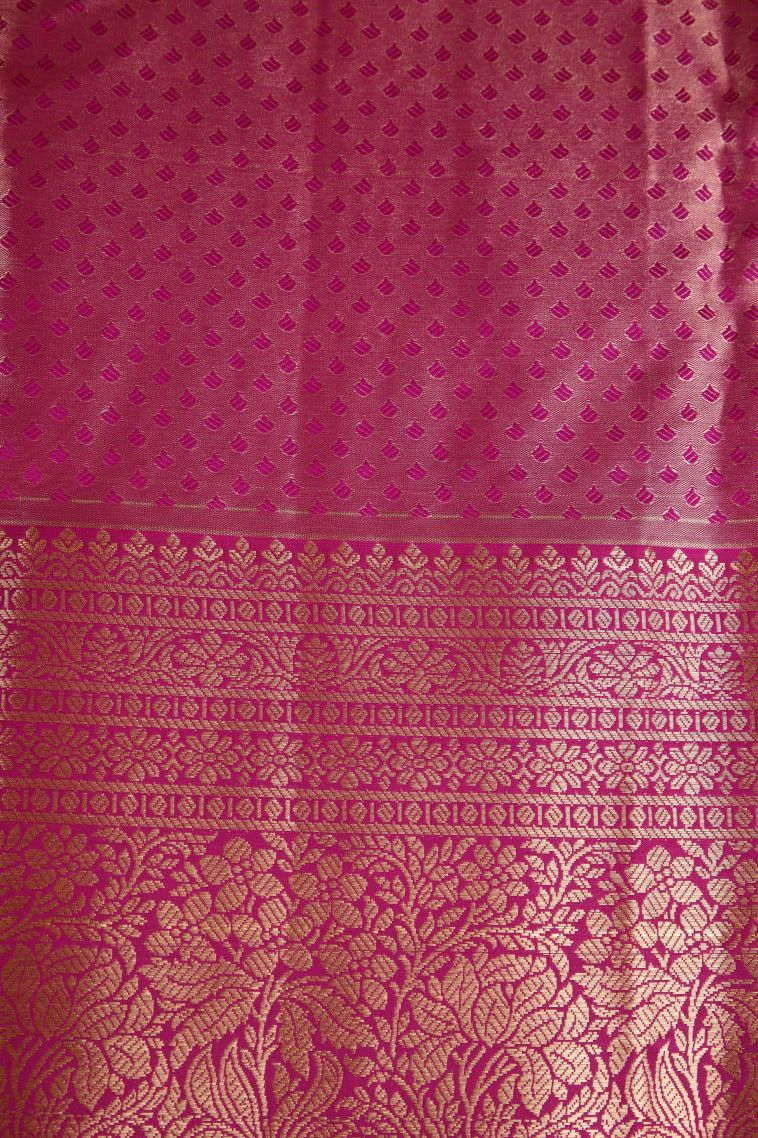 Navy Blue Apoorva Silk Sarees with Copper Zari Floral Patterns view 3