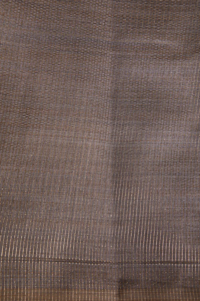 Gray Black Raw Silk Sarees with Antic Zari Puttas view 3