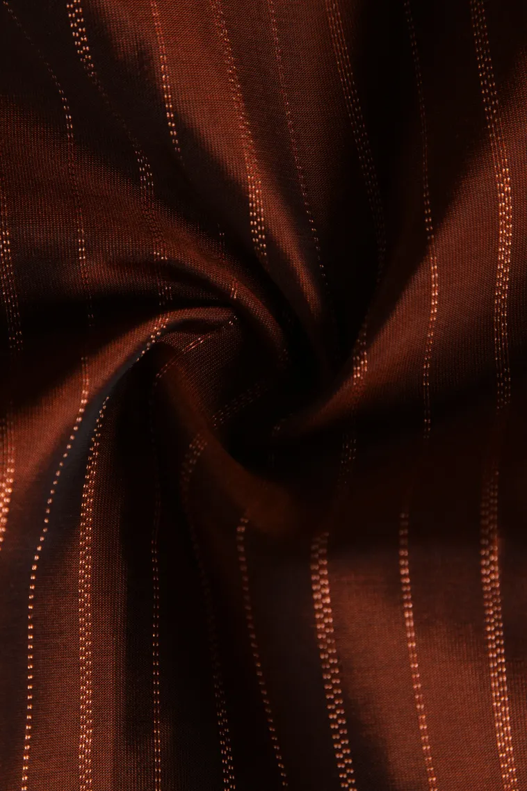 Caramel Brown Soft Silk Saree with Copper Zari Straipes And Puttas view 4