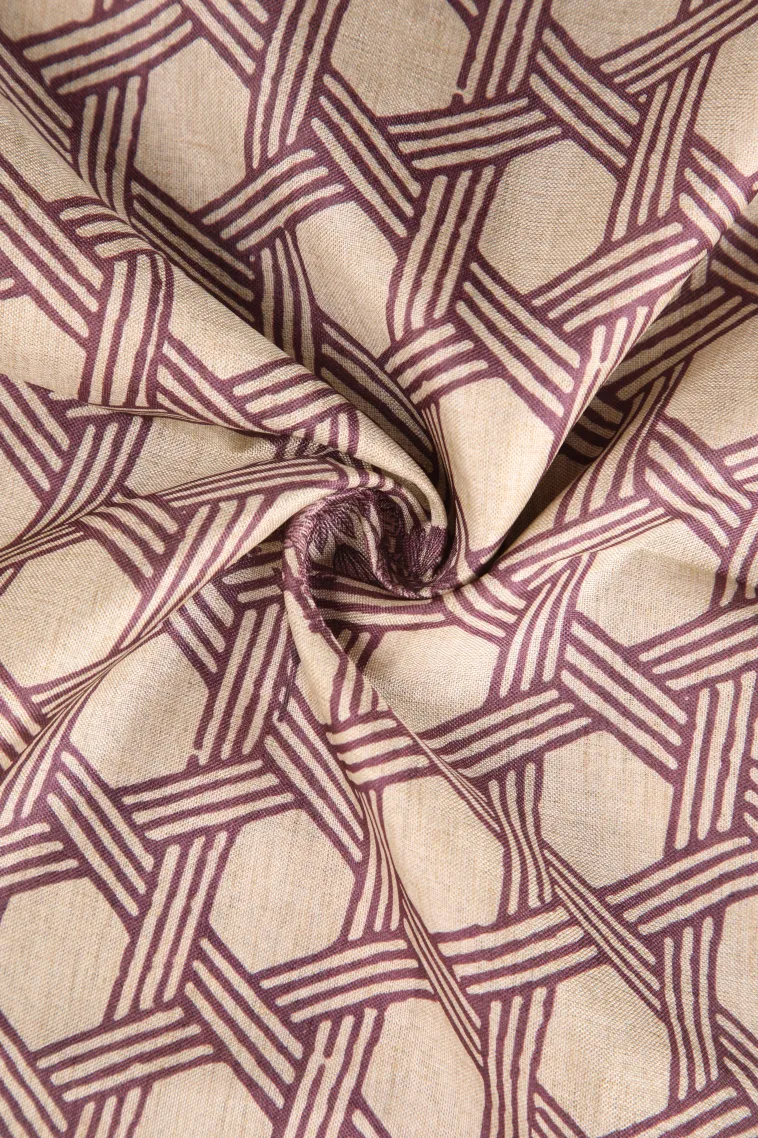 Magenta Purple Semi Raw Silk Printed Without Zari With Geometric Shapes view 4