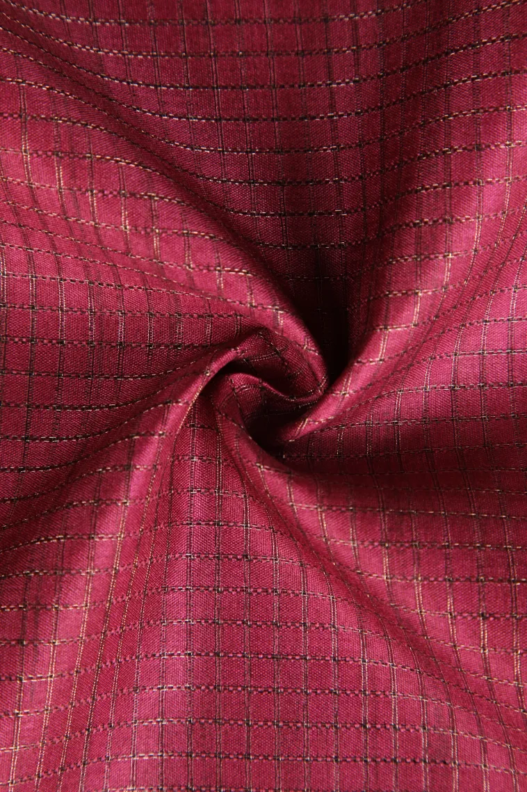 Rosewood Pink Tussar Saree Without Zari With Checks view 4