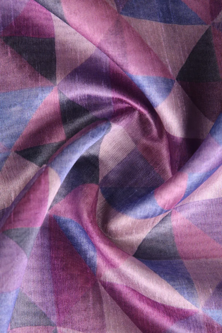 Lavender Purple Jute Sarees Without Zari With Geometric Shapes view 4