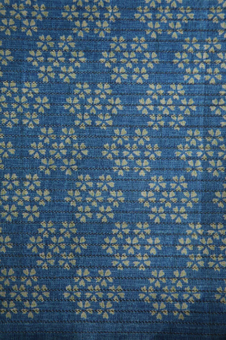 Cerulean Blue Tussar Saree Without Zari With Birds Mottif view 3