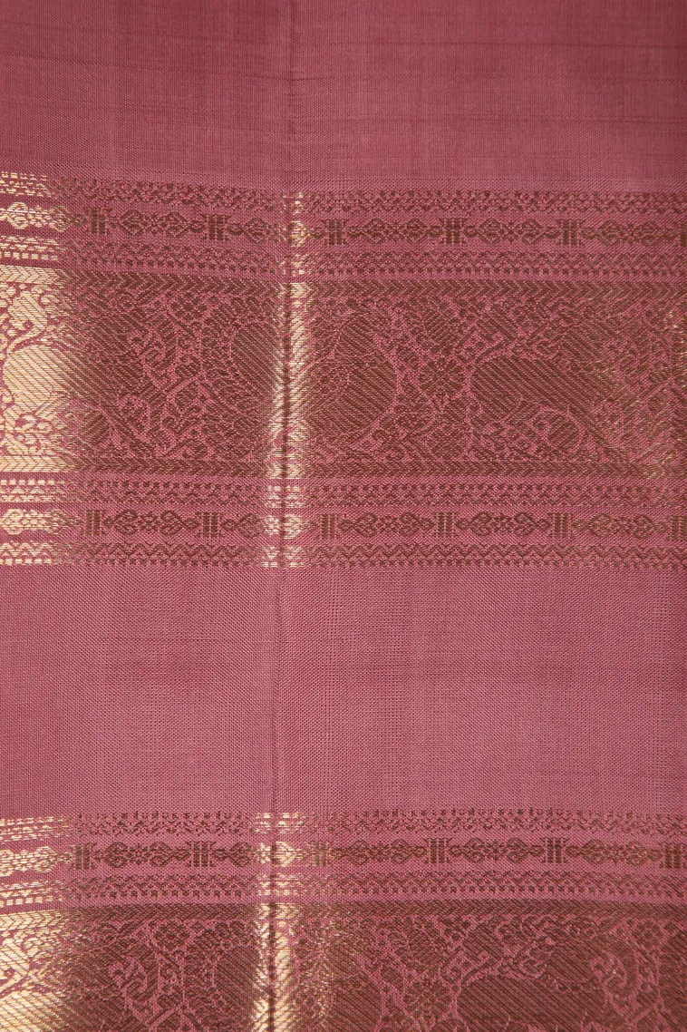 Salmon Pink Kanchipuram Silk Sarees with Gold Zari Checks And Puttas view 3