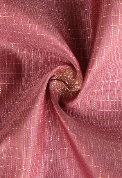 Salmon Pink Kanchipuram Silk Sarees with Gold Zari Checks And Puttas