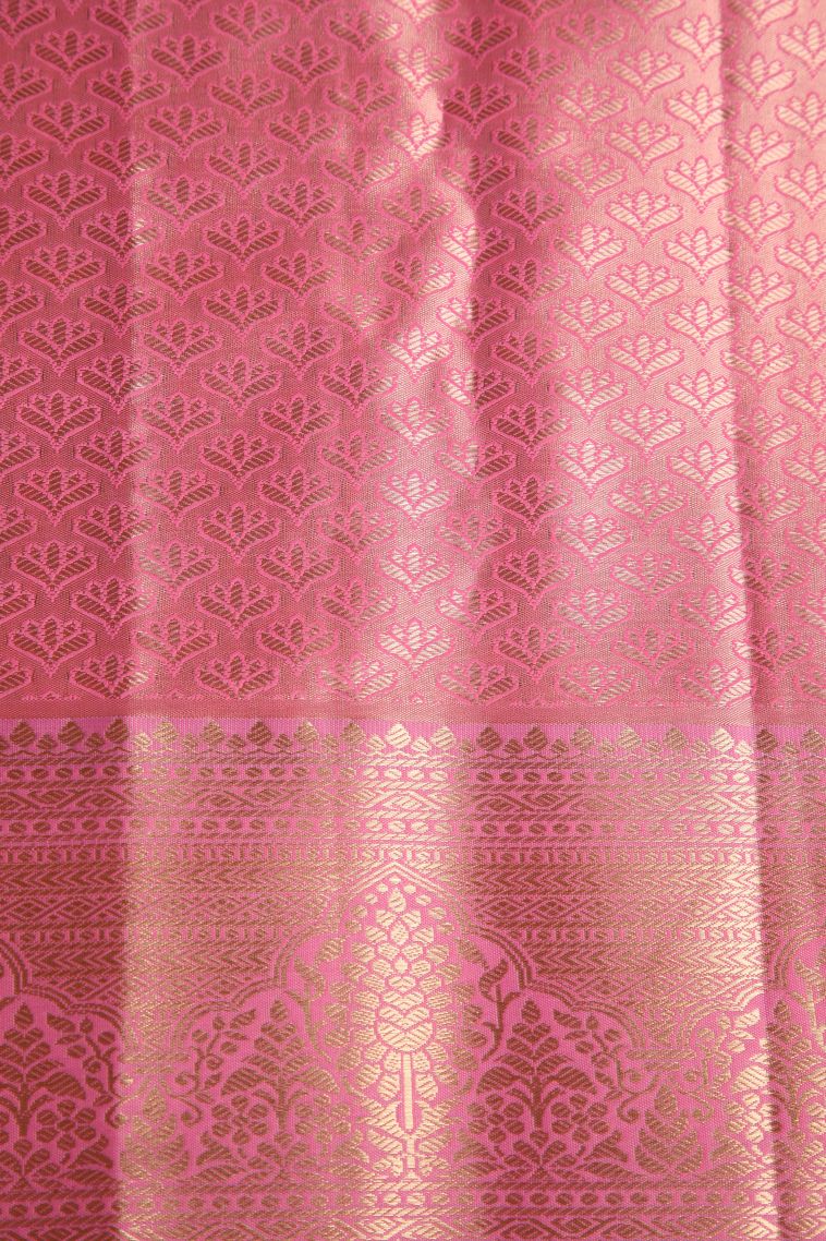 Sage Green Apoorva Silk Sarees with Copper Zari Floral Patterns view 3