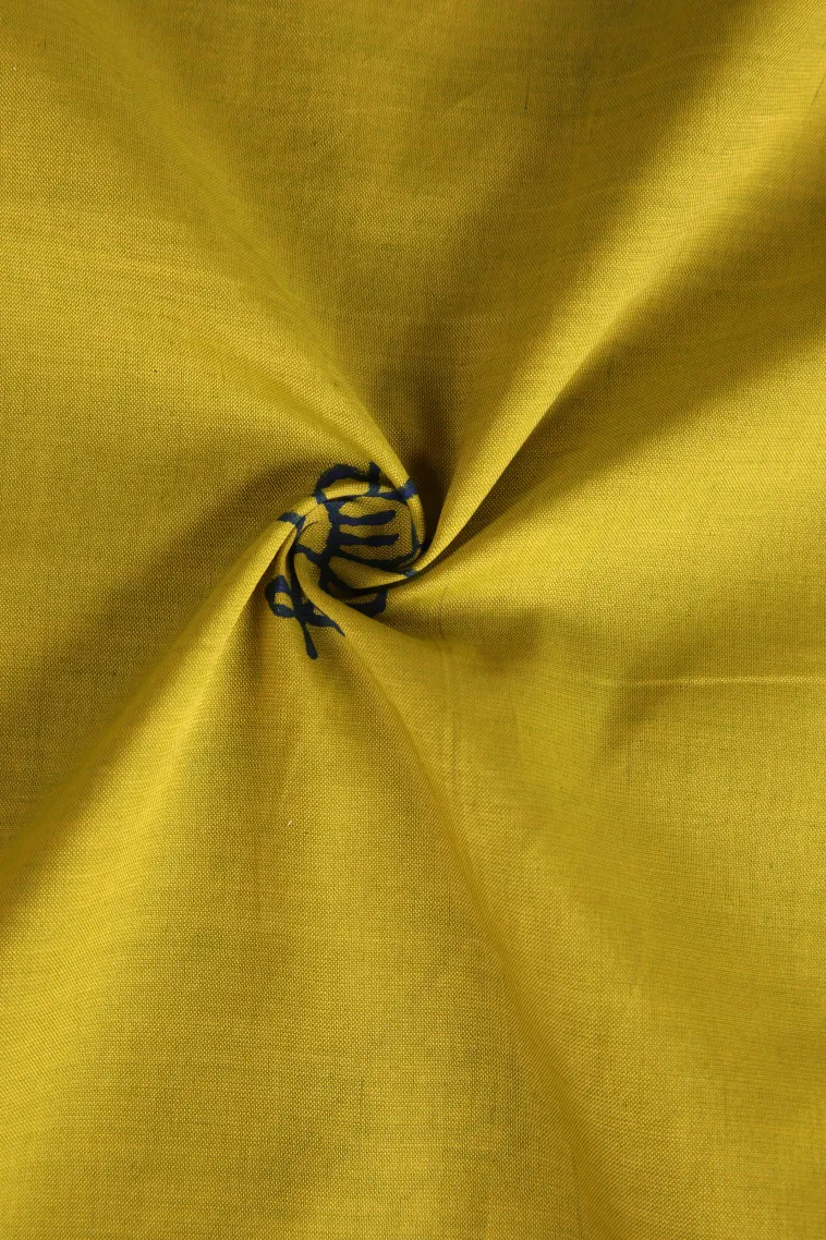 Lemon Yellow Poly Cotton Sarees Without Zari With Floral Puttas view 4