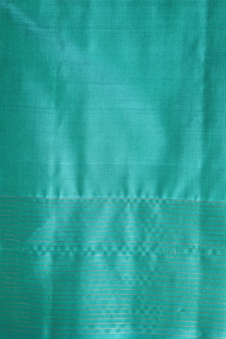 Navy Blue Soft Silk Saree with Copper And Silver Zari Straipes And Puttas view 3