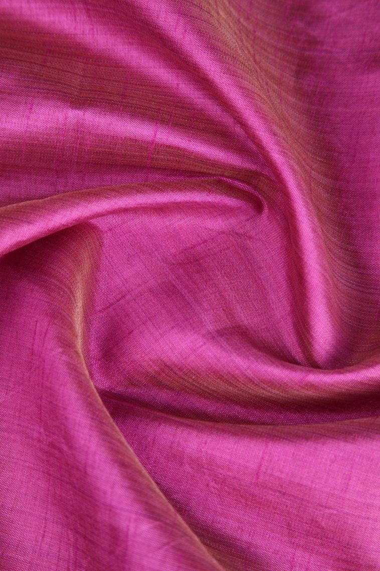 Fuscia Pink Raw Silk Sarees Gold Zari with Plain view 4