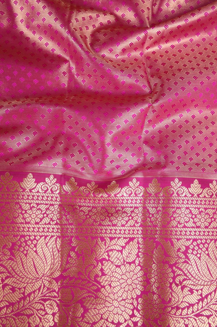 Mint Green Apoorva Silk Sarees Gold And Silver Zari with Leaf Pattern view 3