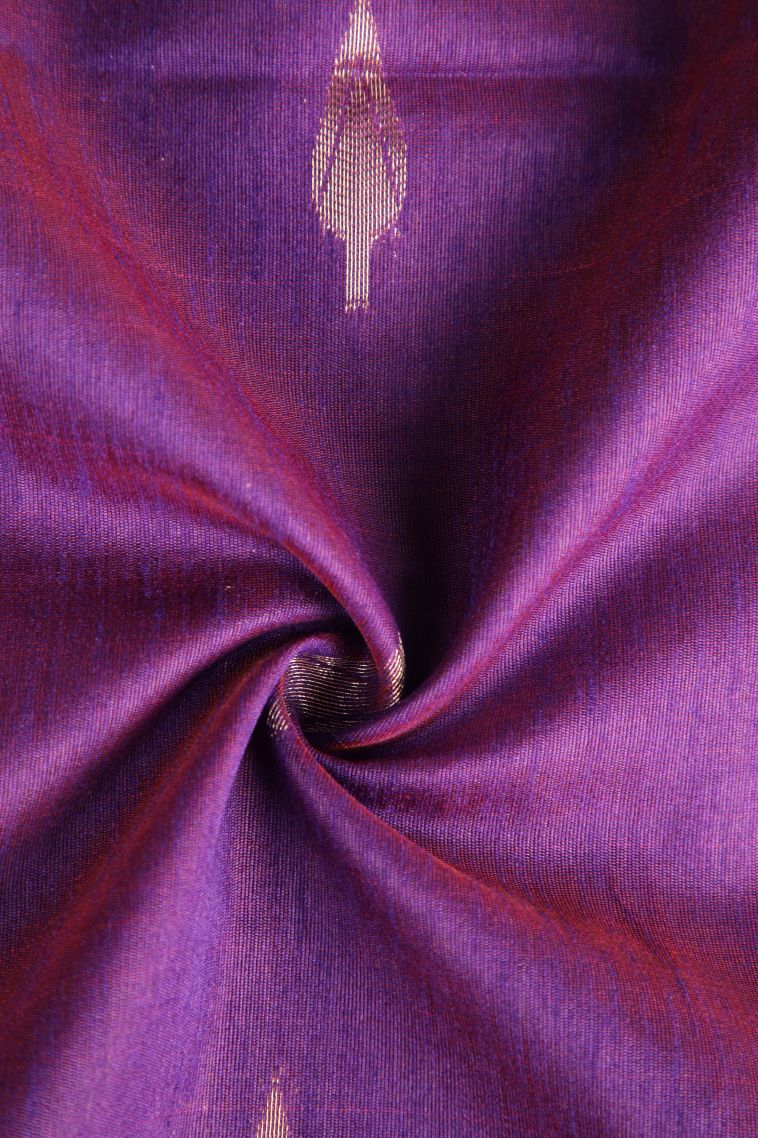 Magenta Purple Raw Silk Sarees with Copper Zari Puttas view 4