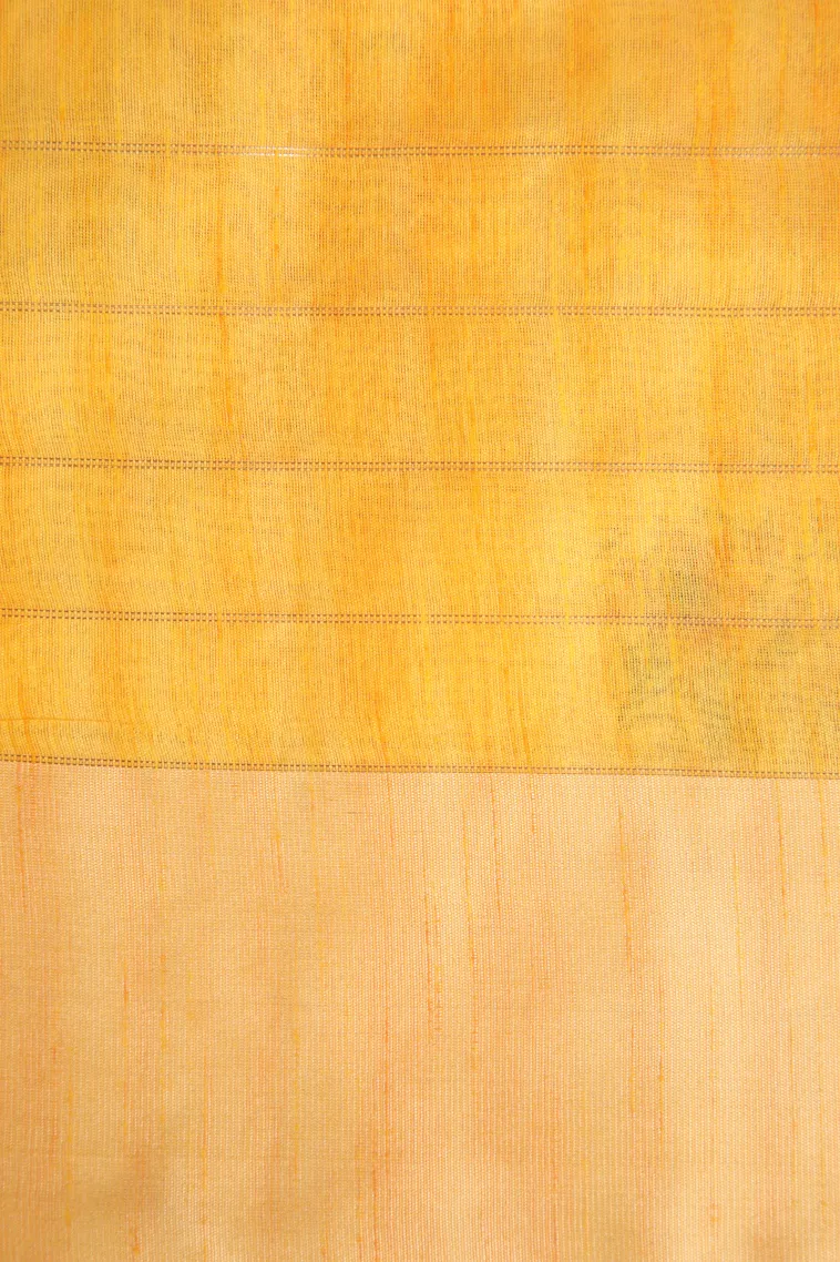 Lemon Yellow Raw Silk Sarees with Gold And Silver Zari Checks And Puttas view 3
